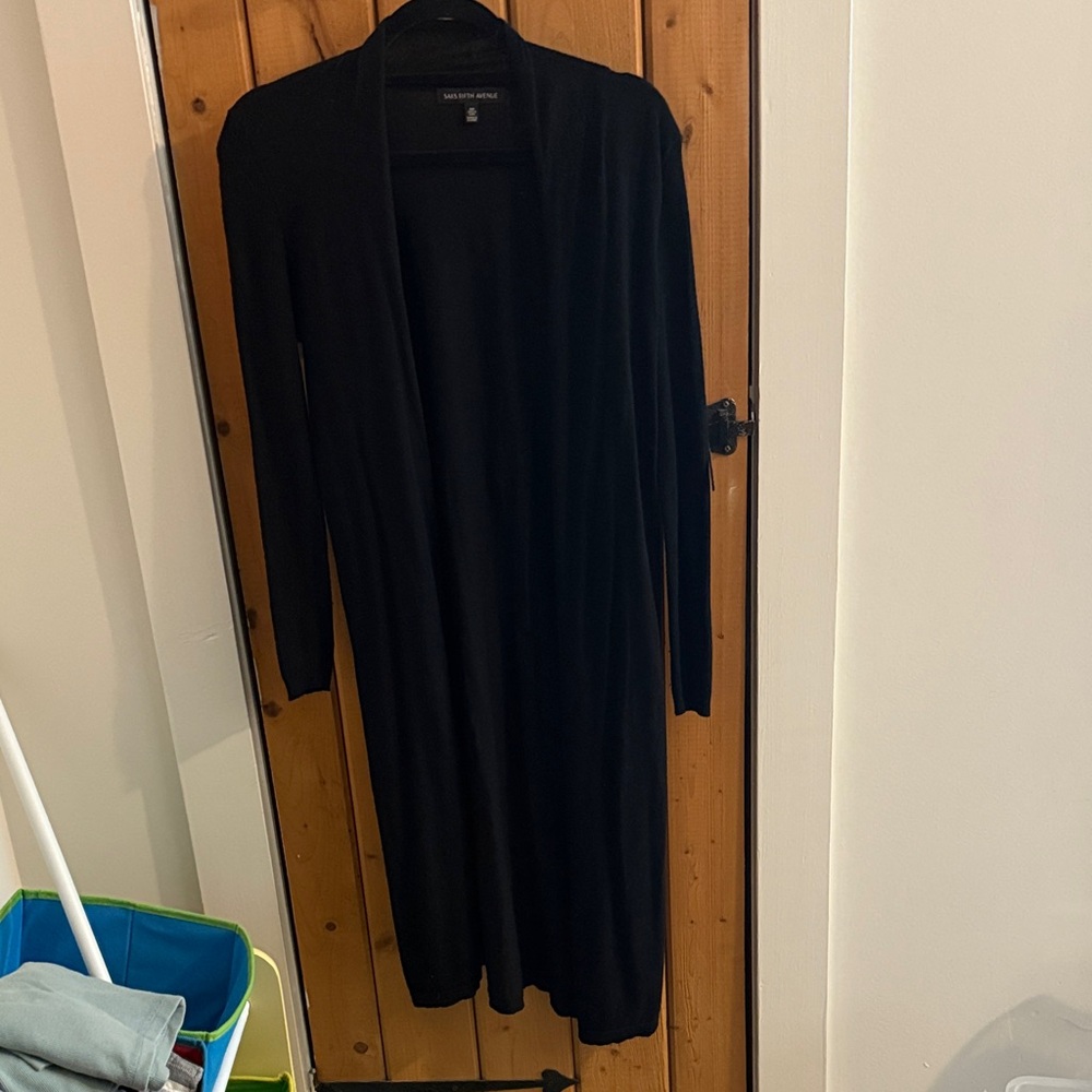 Long Saks Fifth Avenue Black Cardigan